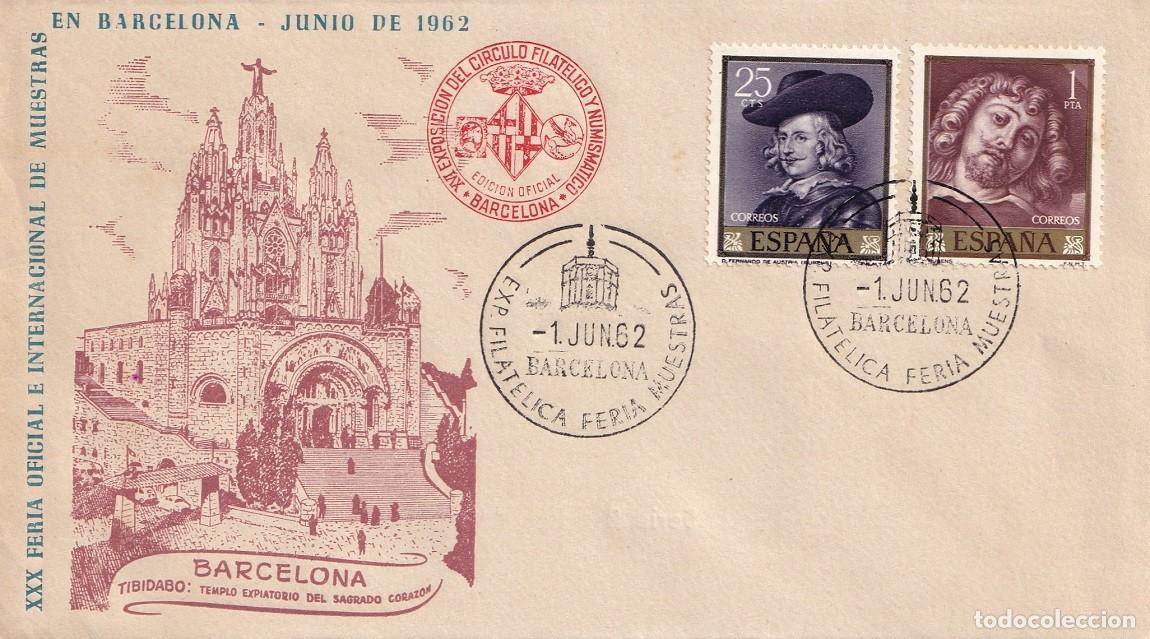 Sellos: Sobre Barcelona 1962 - XXX Feria Oficial e Internacional de Muestras en Barcelona - Tibidabo