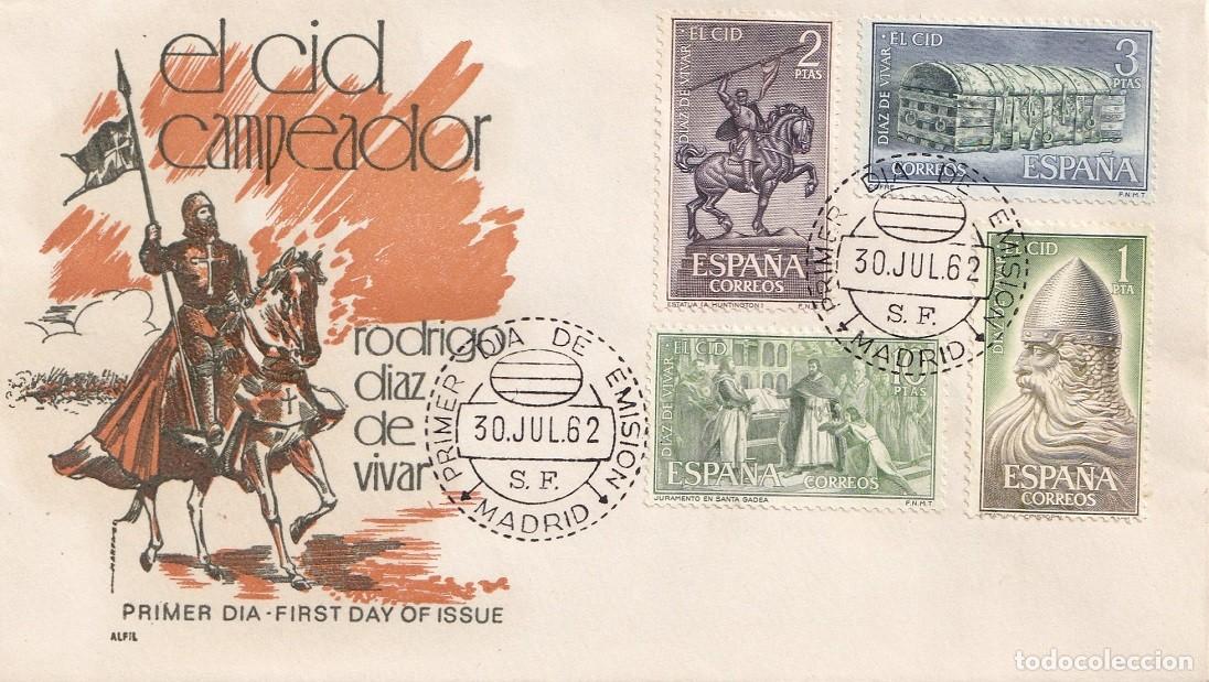 Sellos: SPD en Alfil Madrid 1962 - El Campeador - Rodrigo D&iacute;az de Vivar - Matasellos - Primer d&iacute;a de emisi&oacute;n