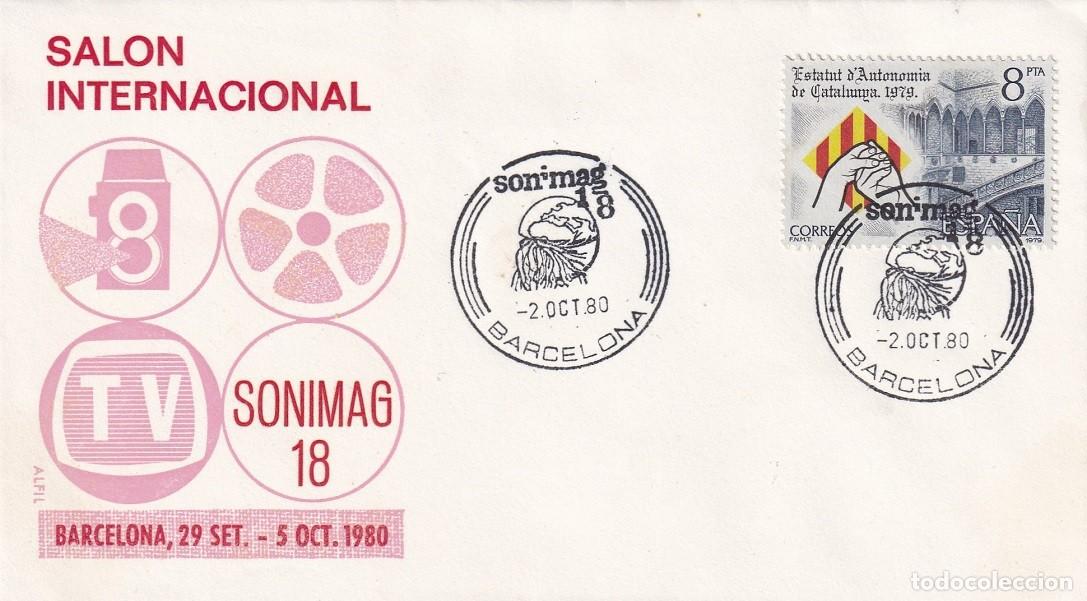 Sellos: Sobre Alfil Barcelona 1980 - Sonimag 18 - XVIII Sal&oacute;n de la imagen sonido y electr&oacute;nica - Matasellos