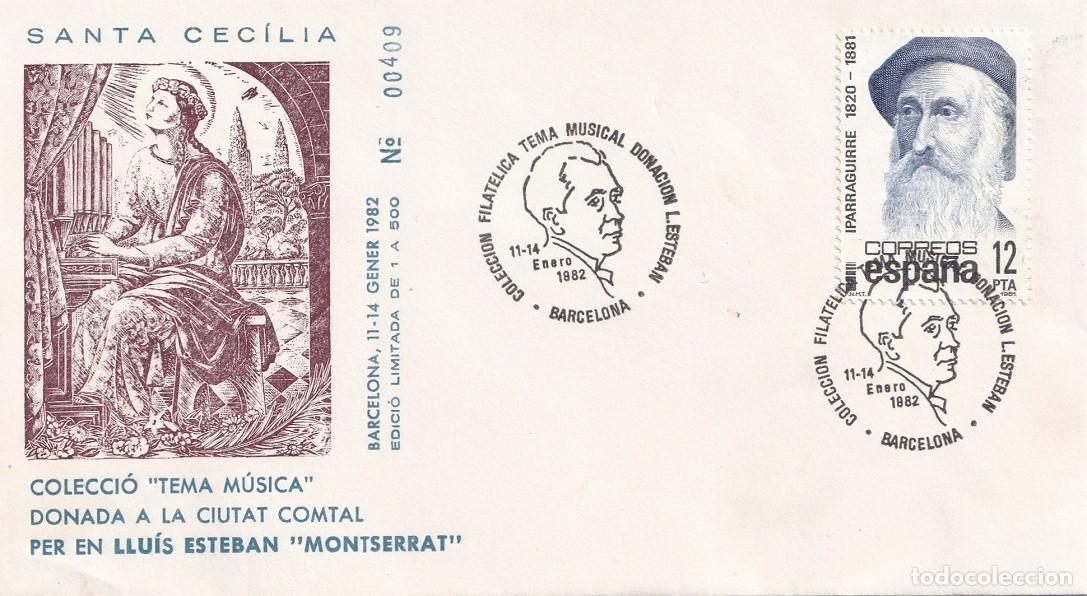 Sellos: Sobre Barcelona 1982 - Colecci&oacute; Tema M&uacute;sica donada per Llu&iacute;s Esteban Montserrat - Santa Cecilia