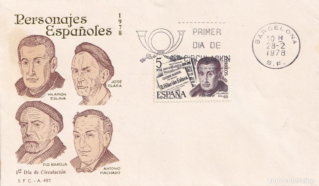 Sellos: SPD Barcelona 1978 - Personajes espa&ntilde;oles - Hilarion Eslava - Primer d&iacute;a de circulaci&oacute;n - FDC
