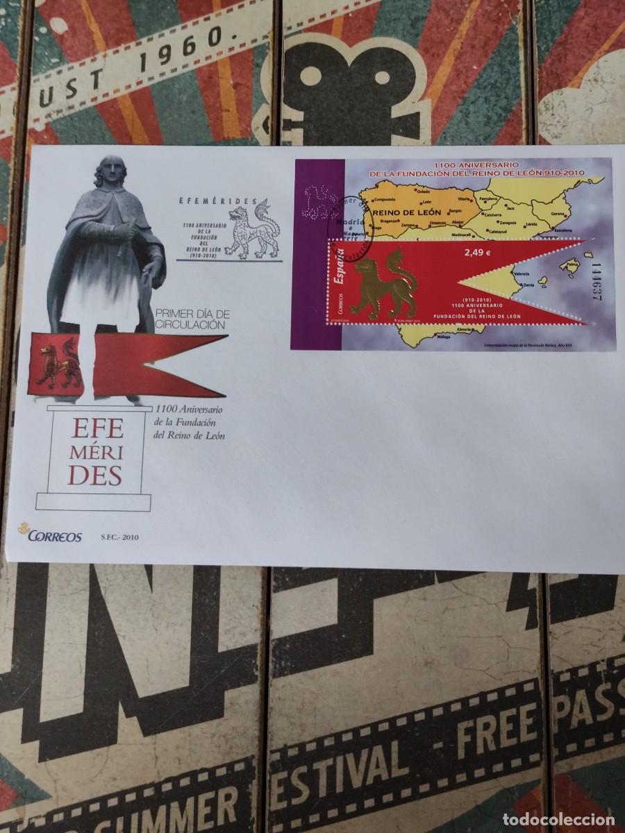 Sellos: 75 Efemerides 1100 Aniversario de la Fundaci&oacute;n del Reino de Le&oacute;n 6/5/10 Sobre primer d&iacute;a
