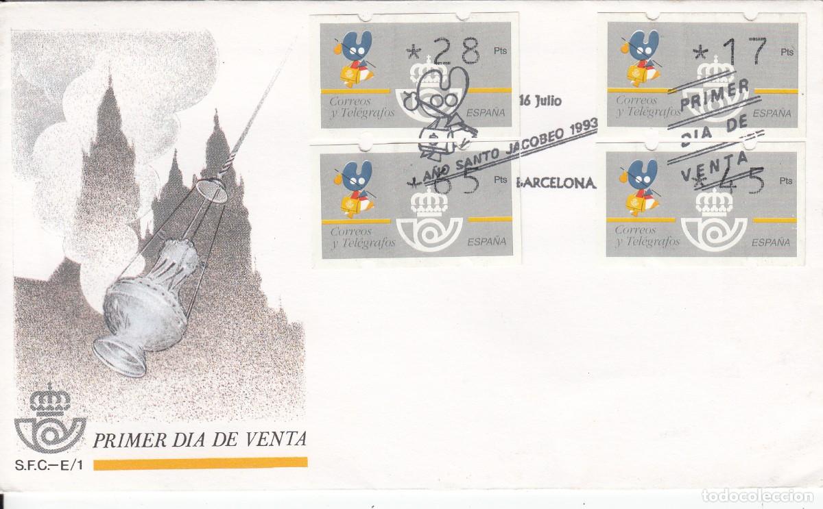 Sellos: GALICIA - MATASELLOS A&Ntilde;O SANTO XACOBEO - 1993 SOBRE ETIQUETAS