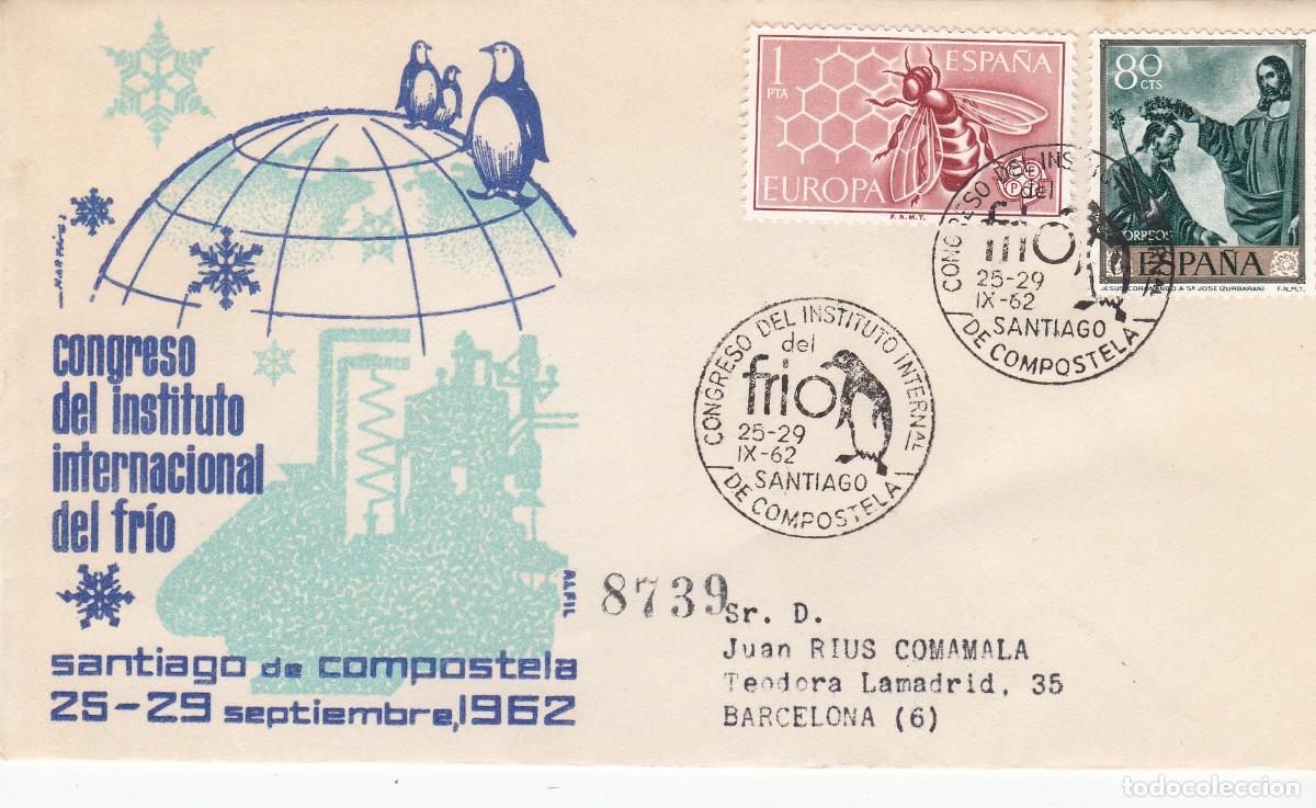 Sellos: GALICIA - MATASELLOS CONGRESO INTERNACIONAL DEL FR&Iacute;O - SANTIAGO DE COMPOSTELA - 1962