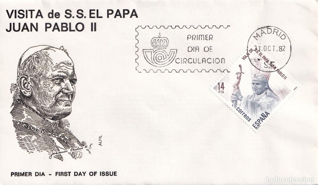 Sellos: SPD en Alfil Madrid 1982 - Visita de S.S. el Papa Juan Pablo II - Primer d&iacute;a de circulaci&oacute;n - FDC