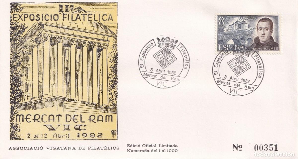 Sellos: Sobre Vic 1982 - II&ordf; Exposici&oacute; Filat&egrave;lica Mercat del Ram - Associaci&oacute; Vigatana de Filat&egrave;lics