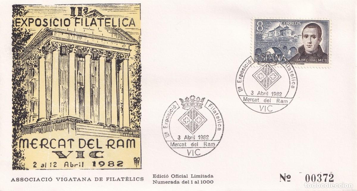 Sellos: Sobre Vic 1982 - II&ordf; Exposici&oacute; Filat&egrave;lica Mercat del Ram - Associaci&oacute; Vigatana de Filat&egrave;lics