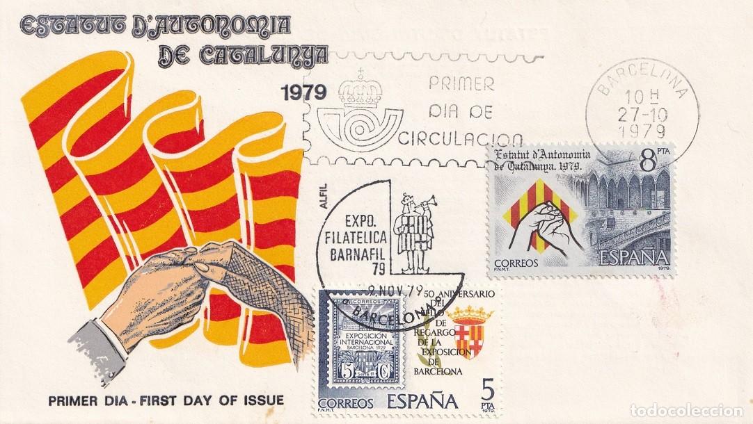 Sellos: SPD Alfil Barcelona 1979 Barnafil 79 - Estatut d'Autonomia de Catalunya - Primer d&iacute;a de circulaci&oacute;n