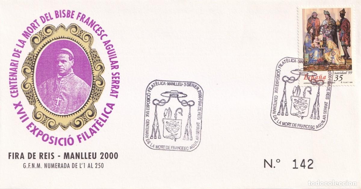 Sellos: Sobre Manlleu 2000 - Fira de Reis - Centenari mort Bisbe Francesc Aguilar Serrat - XVII Exp Filca