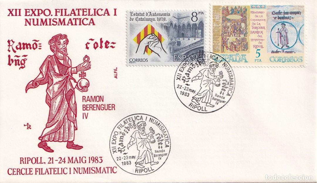 Sellos: Sobre Alfil Ripoll 1983 - Ramon Berenguer IV - XII Exposici&oacute; filat&egrave;lica i numism&agrave;tica - Cercle Filat