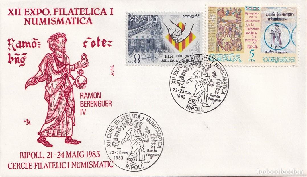 Sellos: Sobre Alfil Ripoll 1983 - Ramon Berenguer IV - XII Exposici&oacute; filat&egrave;lica i numism&agrave;tica - Cercle Filat