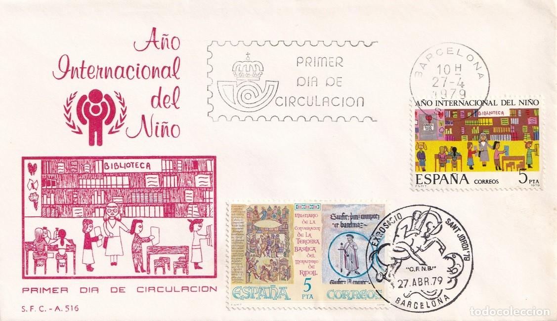 Sellos: SPD Barcelona 1979 - A&ntilde;o Internacional del Ni&ntilde;o - Primer d&iacute;a circulaci&oacute;n - Exposici&oacute; Sant Jordi 79