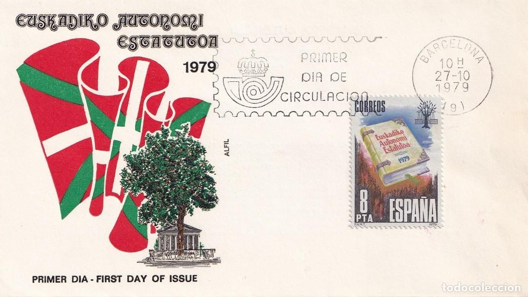 Sellos: SPD en Alfil Barcelona 1979 - Euskadiko Autonomi Estatutoa 1979 - Primer d&iacute;a de circulaci&oacute;n - FDC