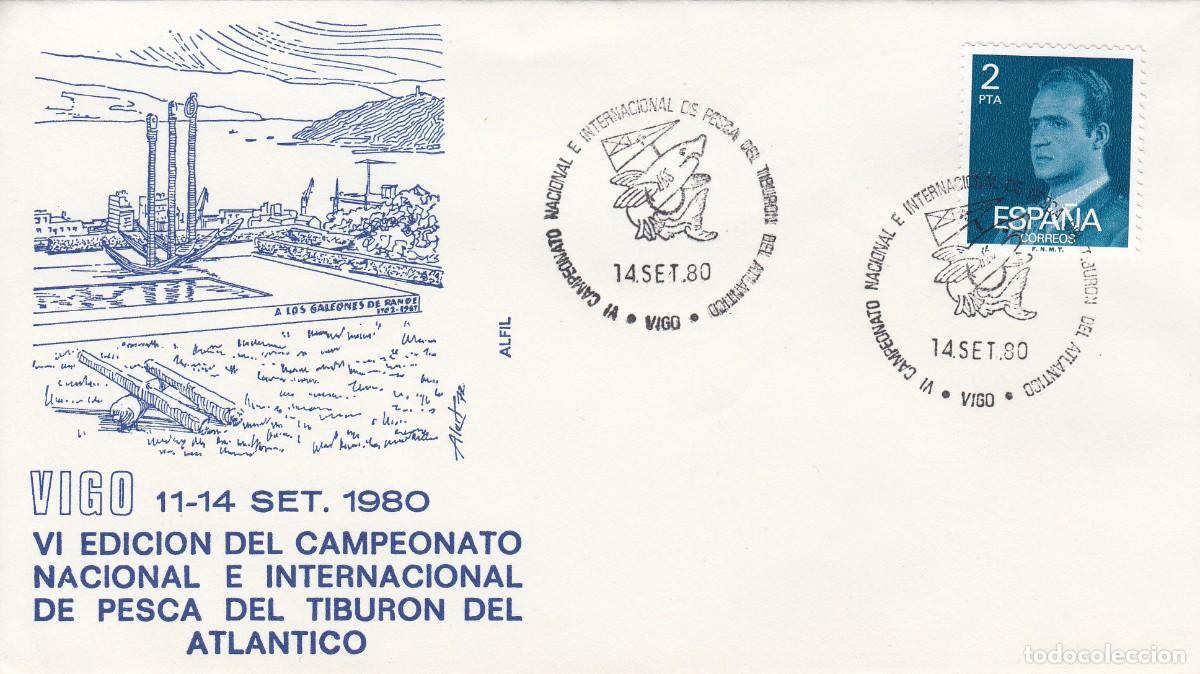 Sellos: GALICIA - MATASELLOS CAMPEONATO DE PESCA DE TIBUR&Oacute;N DEL ATL&Aacute;NTICO - VIGO - 1980