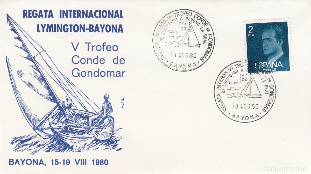 Sellos: GALICIA - MATASELLOS REGATA INTERNACIONAL LYMINGTON - BAYONA -BAYONA - 1980