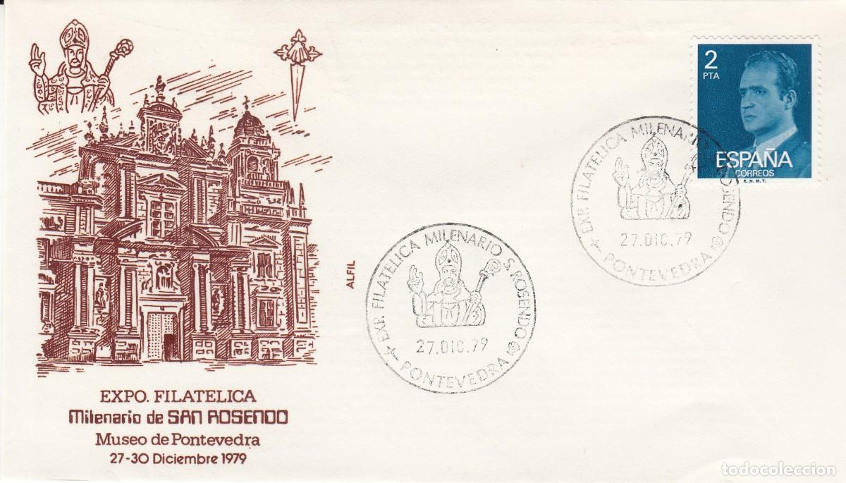 Sellos: GALICIA - MATASELLOS EXPOSICI&Oacute;N FILAT&Eacute;LICA MILENARIO DE SAN ROSENDO - PONTEVEDRA - 1979