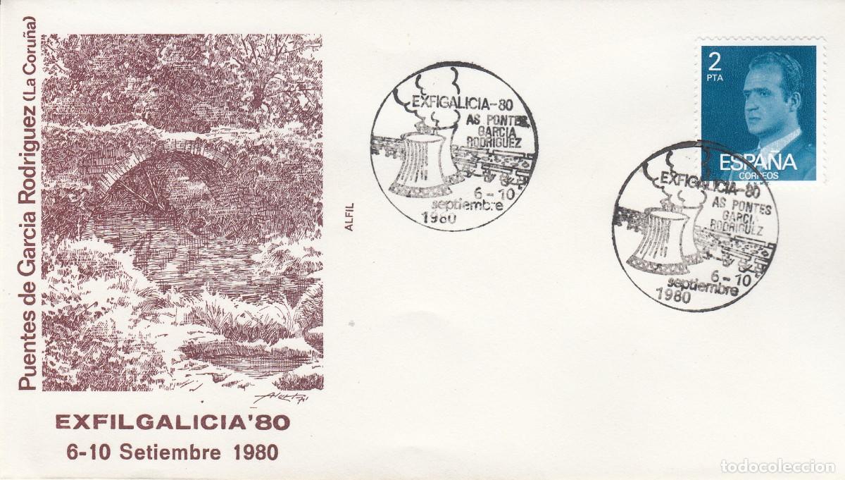 Sellos: GALICIA - MATASELLOS EXFIGALICIA - 80- PUENTES DE GARCIA RODRIGUEZ - LA CORU&Ntilde;A - 1980