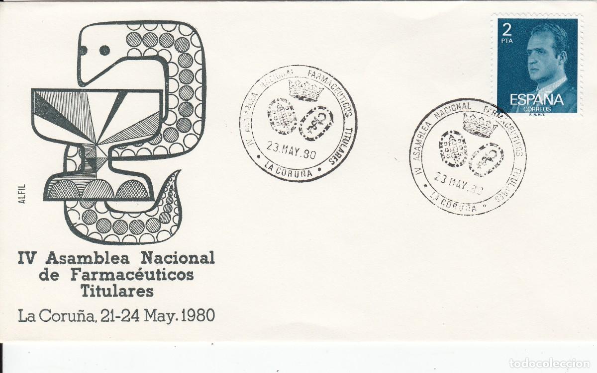 Sellos: GALICIA - MATASELLOS ASAMBLEA NACIONAL DE FARMACEUTICOS - LA CORU&Ntilde;A - 1980