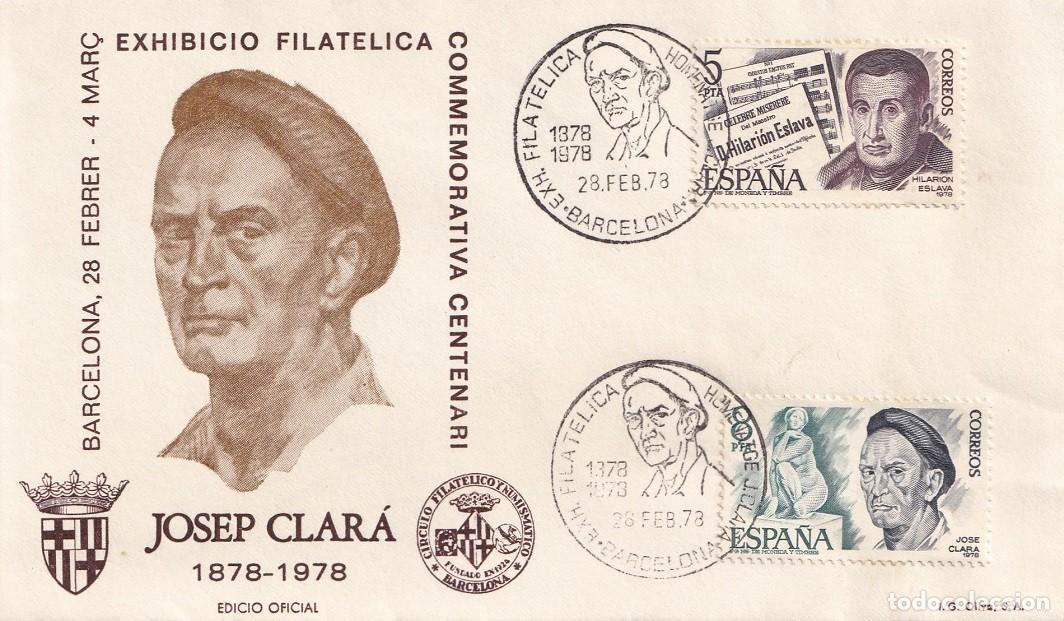 Sellos: Sobre Barcelona 1978 - Exhibici&oacute; filat&egrave;lica commemorativa centenari Josep Clar&aacute; 1878-1978