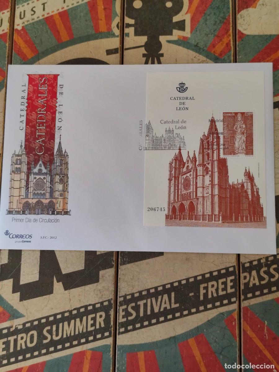 Sellos: 100 Catedrales Catedral de Le&oacute;n 15/11/12 Sobre primer d&iacute;a