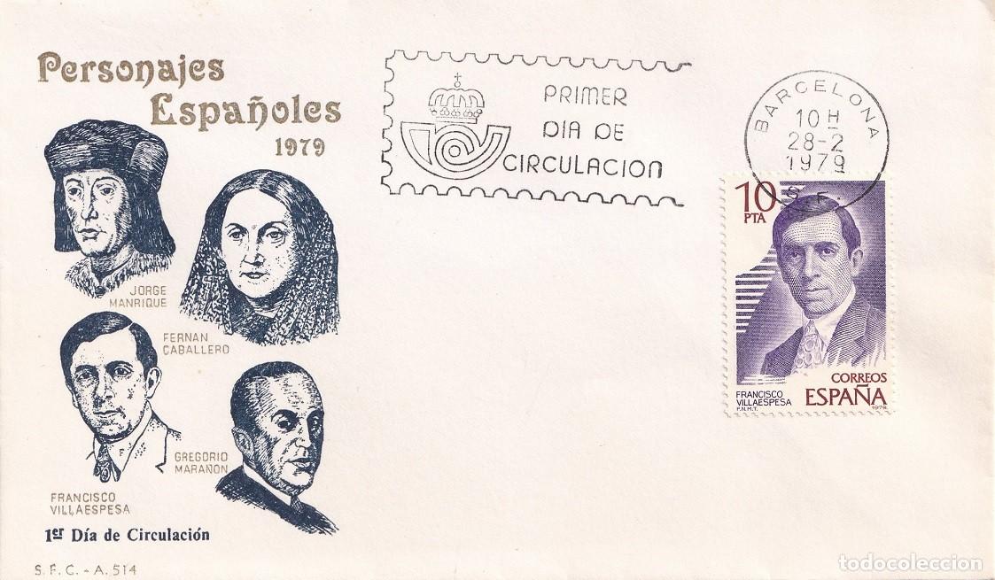 Sellos: SPD Barcelona 1979 - Personajes espa&ntilde;oles - Francisco Villaespesa - Jorge Manrique Fern&aacute;n Caballero