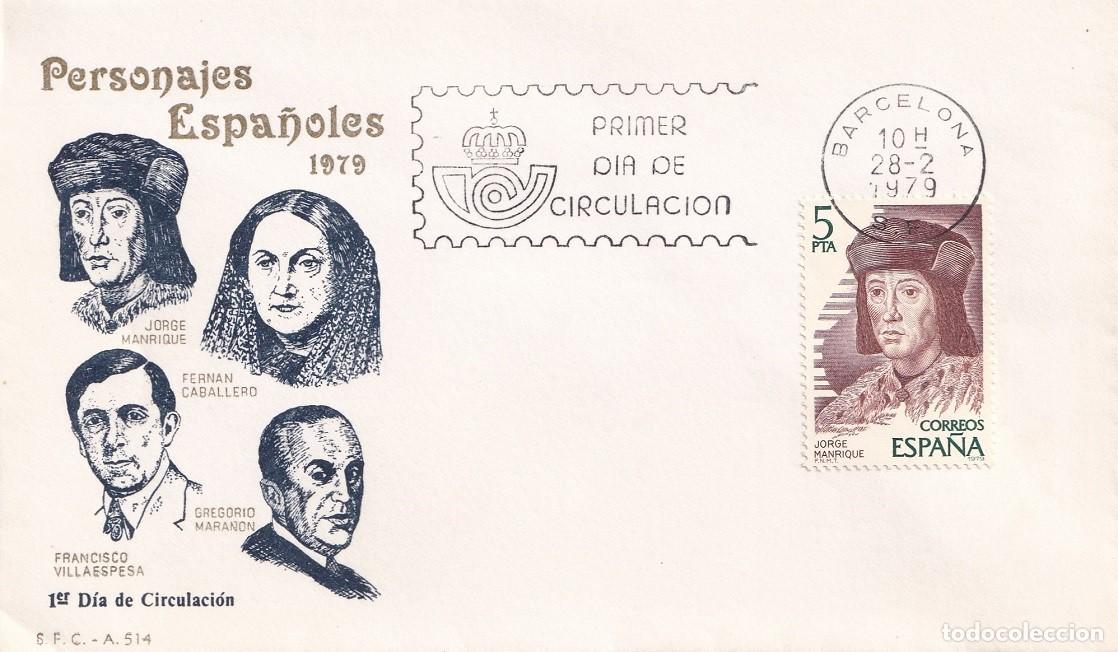 Sellos: SPD Barcelona 1979 - Personajes espa&ntilde;oles - Gregorio Mara&ntilde;&oacute;n - Jorge Manrique - Fern&aacute;n Caballero