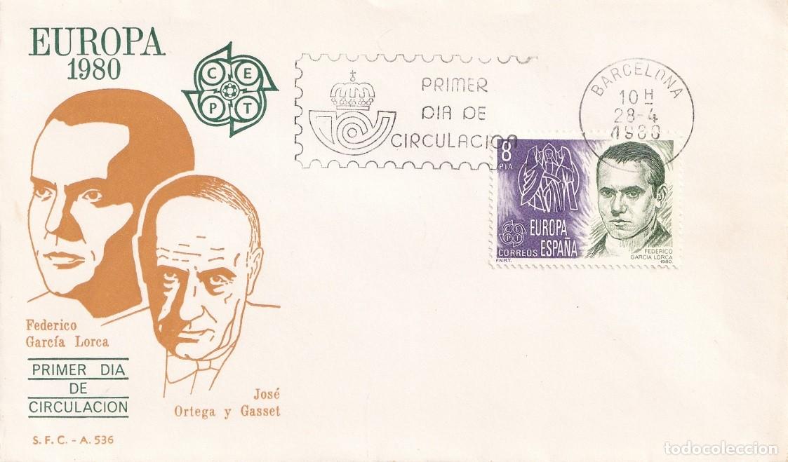 Sellos: SPD Barcelona 1980 - Europa CEPT - Federico Garc&iacute;a Lorca - Jos&eacute; Ortega y Gasset - Primer d&iacute;a