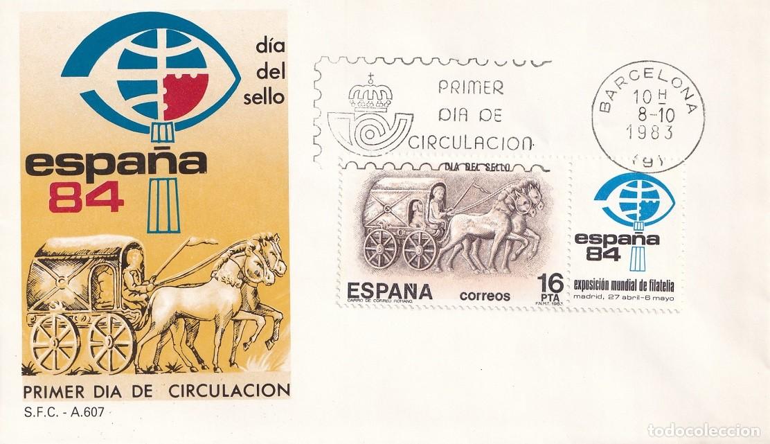 Sellos: SPD Barcelona 1983 - Espa&ntilde;a 84 - D&iacute;a del sello - Primer d&iacute;a de circulaci&oacute;n FDC - Exp. mundial filat.