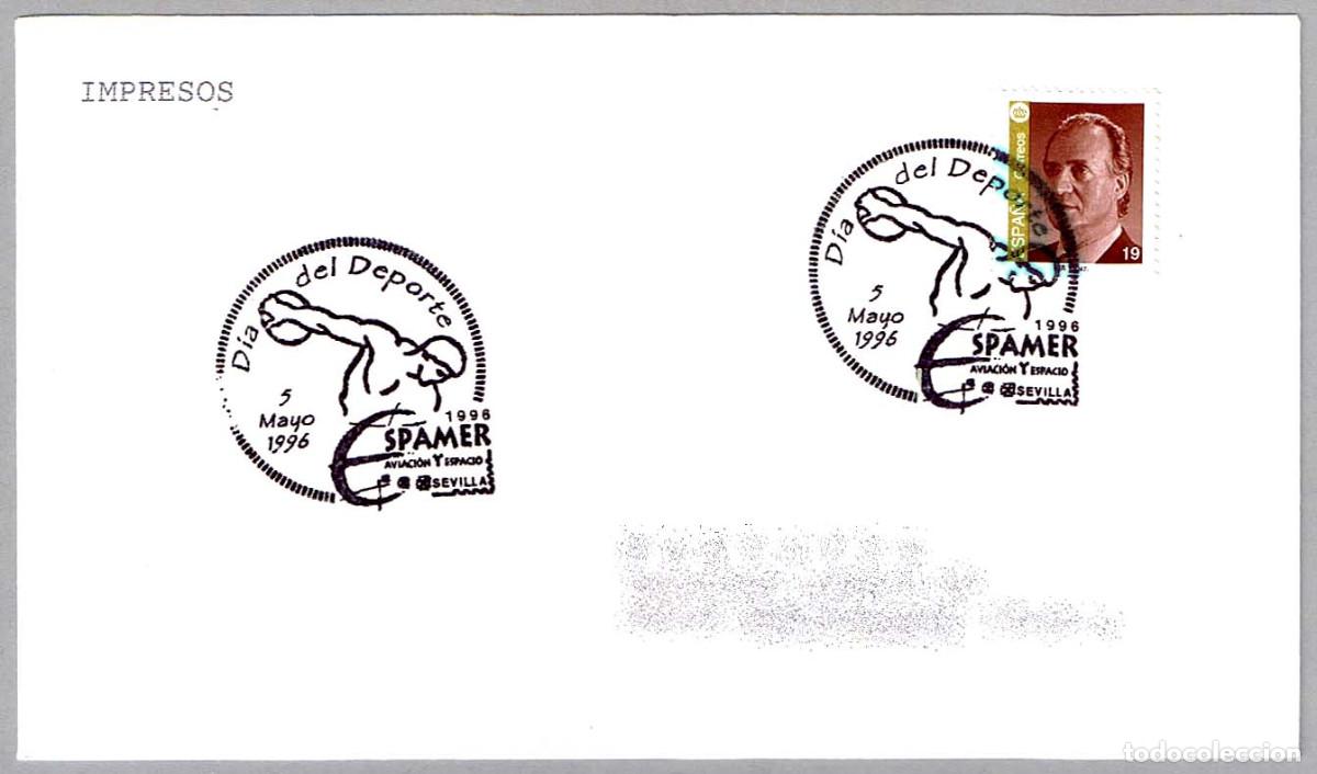 Sellos: Matasellos ESPAMER'96 - AVIACION Y ESPACIO - DIA DEL DEPORTE. Sevilla, Andalucia, 1996