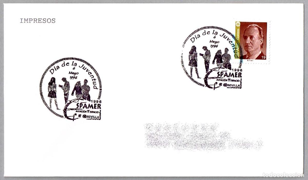 Sellos: Matasellos ESPAMER'96 - AVIACION Y ESPACIO - DIA DE LA JUVENTUD. Sevilla, Andalucia, 1996