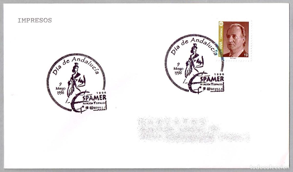 Sellos: Matasellos ESPAMER'96 - AVIACION Y ESPACIO - DIA DE ANDALUCIA. Sevilla, Andalucia, 1996