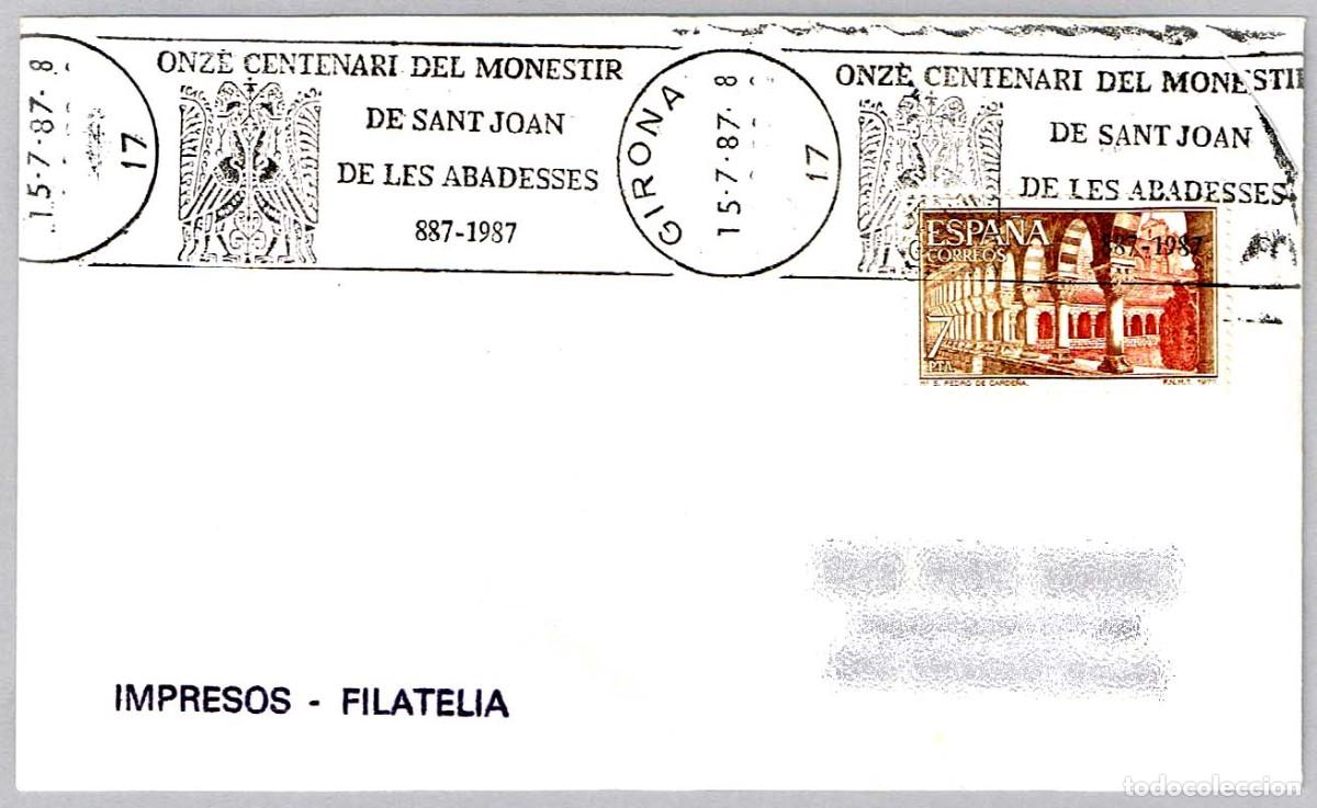 Sellos: Matasellos rodillo XI CENT. MONASTERIO SANT JOAN DE LES ABADESSES. Girona 1987