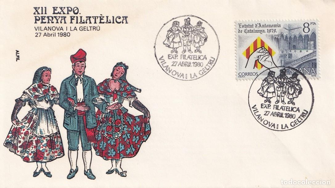 Sellos: Sobre en Alfil Vilanova i la Geltr&uacute; 1980 - XII Exposici&oacute; Penya filat&egrave;lica - Les danses de Vilanova