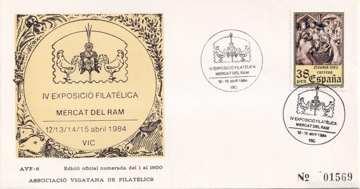 Sellos: Sobre Vic 1984 - IV Exposici&oacute; filat&egrave;lica Mercat del Ram - Associaci&oacute; vigatana de filat&egrave;lics