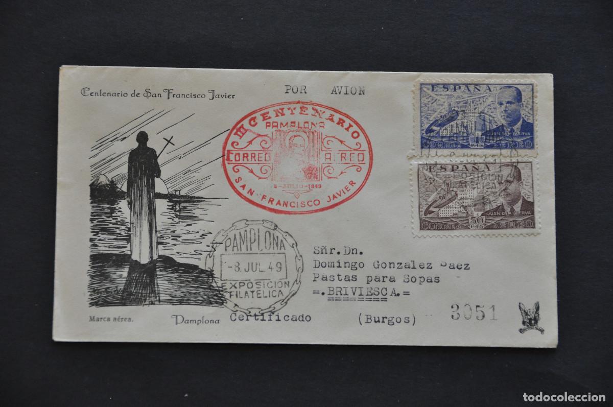 Sellos: SOBRE CERTIFICADO AEREO - CENTENARIO DE SAN FRANCISCO JAVIER 1949