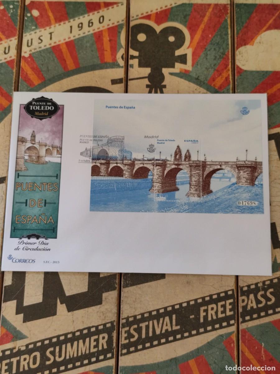 Sellos: 122 Puentes de Espa&ntilde;a Puente de Toledo 9/10/13 Sobre primer d&iacute;a
