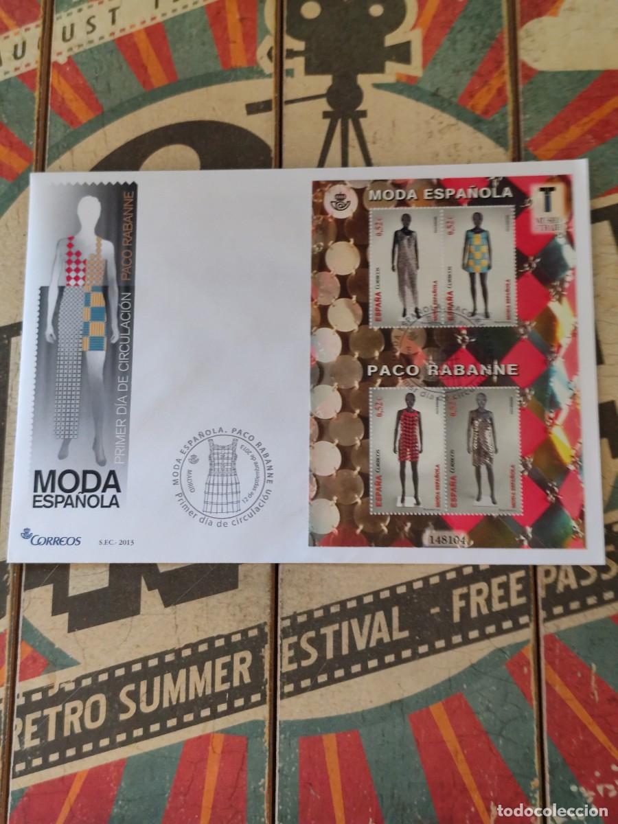 Sellos: 132 Moda espa&ntilde;ola Paco Rabanne 12/9/13 Sobre primer d&iacute;a