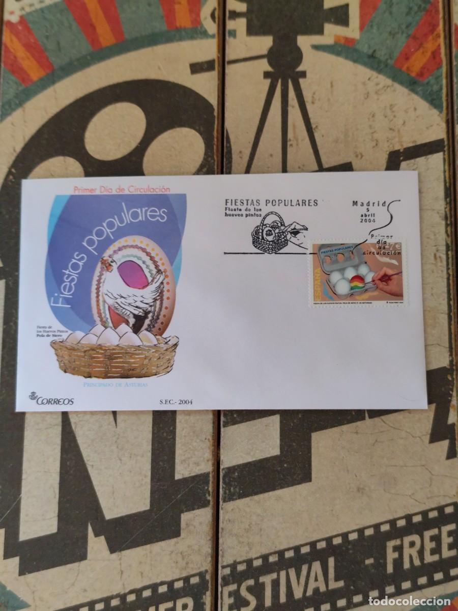 Sellos: 12 Fiestas Populares Fiestas de los huevos pintos Pola de Siero 5/4/04 Sobre primer d&iacute;a