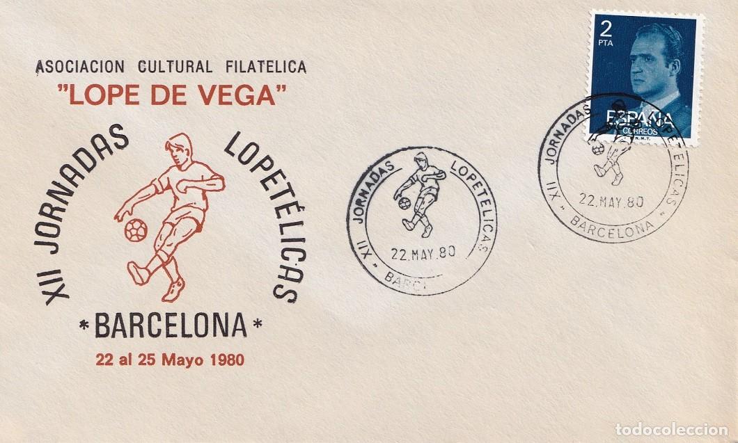 Sellos: Sobre Barcelona 1980 - XII Jornadas lopet&eacute;licas - Asociaci&oacute;n Cultural Filat&eacute;lica Lope de Vega