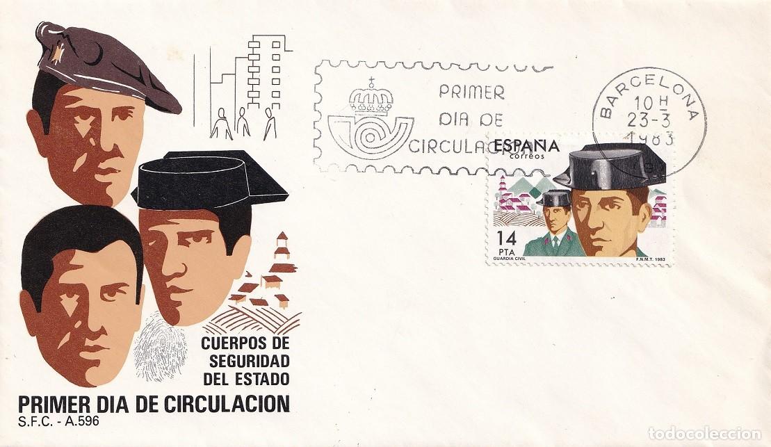 Sellos: SPD Barcelona 1983 - Cuerpos de Seguridad del Estado - Guardia Civil - Primer d&iacute;a de circulaci&oacute;n