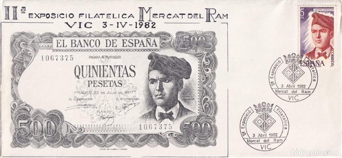 Sellos: Sobre Vic 1982 Vicfil 82 - II&ordf; Exposici&oacute; Filat&egrave;lica Mercat del Ram Associaci&oacute; Vigatana - Muy escaso