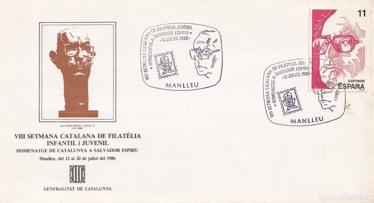 Stamps: Sobre Manlleu 1986 - Homenatge a Salvador Espriu - VIII Setmana catalana de filat&egrave;lia infantil i juv