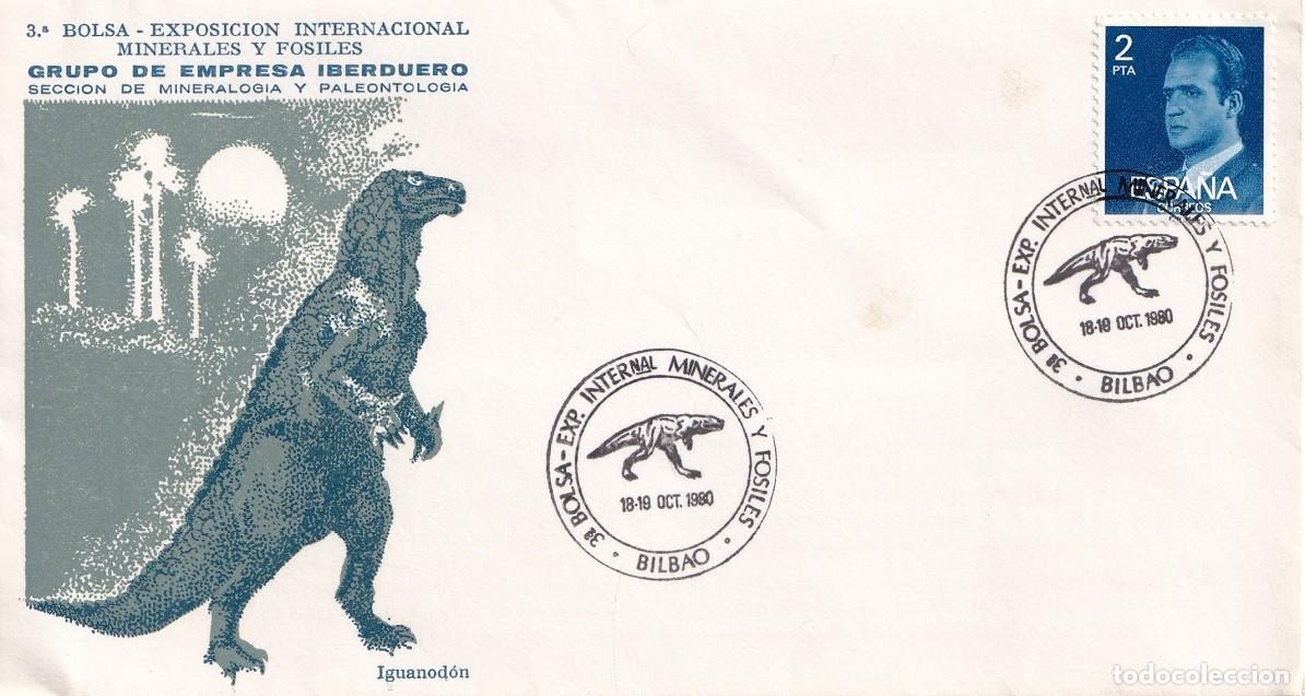Stamps: Sobre Bilbao 1980 - Exposici&oacute;n Internacional minerales y f&oacute;siles - Los grandes reptiles mesozoicos
