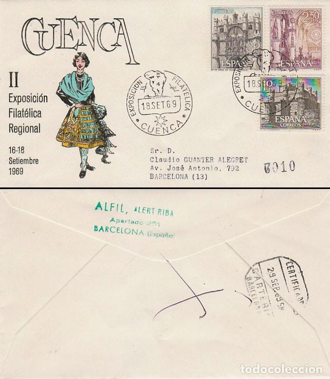 Stamps: A&Ntilde;O1969, CUENCA, CIUDAD ENCANTADA.SOBRE DE AFIL CIRCULADO