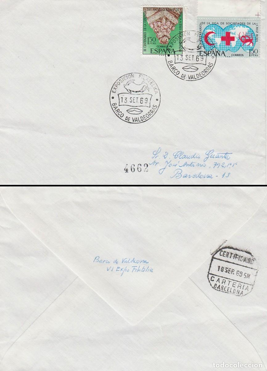 Sellos: A&Ntilde;O 1969, BARCO DE VALDEORRAS (ORENSE), EXPOSICION FILATELICA, SOBRE CIRCULADO