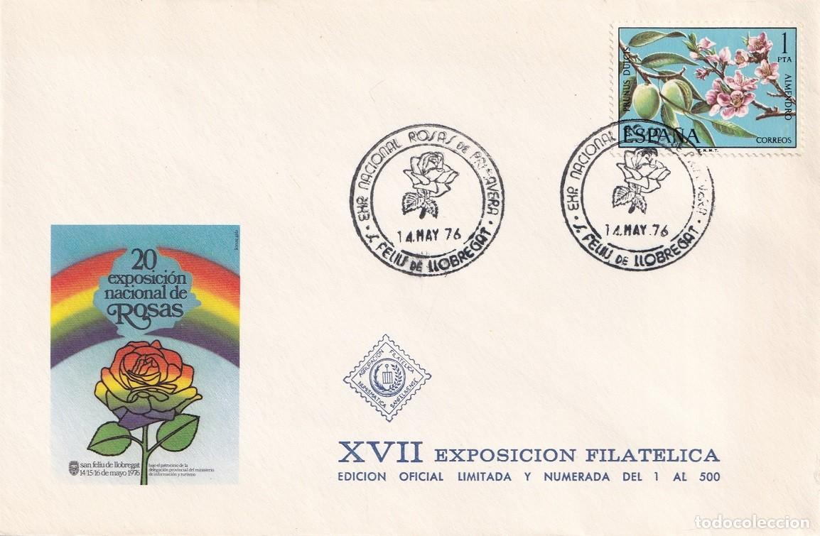 Sellos: Sobre San Feliu de Llobregat 1976 - 20 Exposici&oacute;n Nacional de Rosas - XVII Exposici&oacute;n filat&eacute;lica