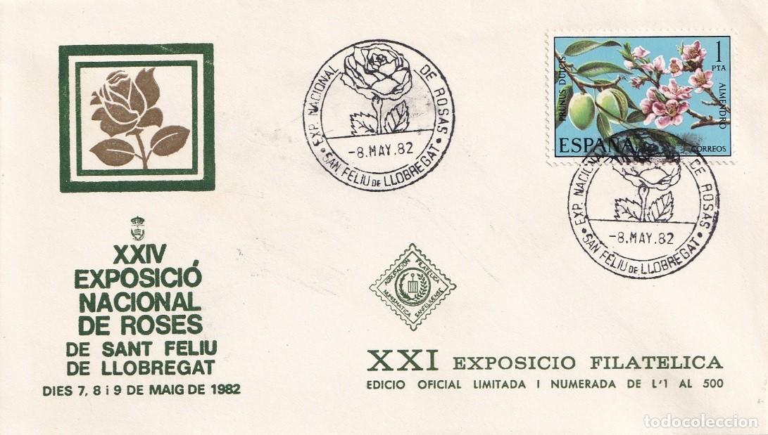 Sellos: Sobre Sant Feliu de Llobregat 1982 - XXIV Exposici&oacute; Nacional de Roses - XXI Exposici&oacute; filat&egrave;lica