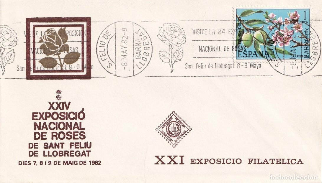 Sellos: Sobre Sant Feliu de Llobregat 1982 - XXIV Exposici&oacute; Nacional de Roses - XXI Exposici&oacute; filat&egrave;lica