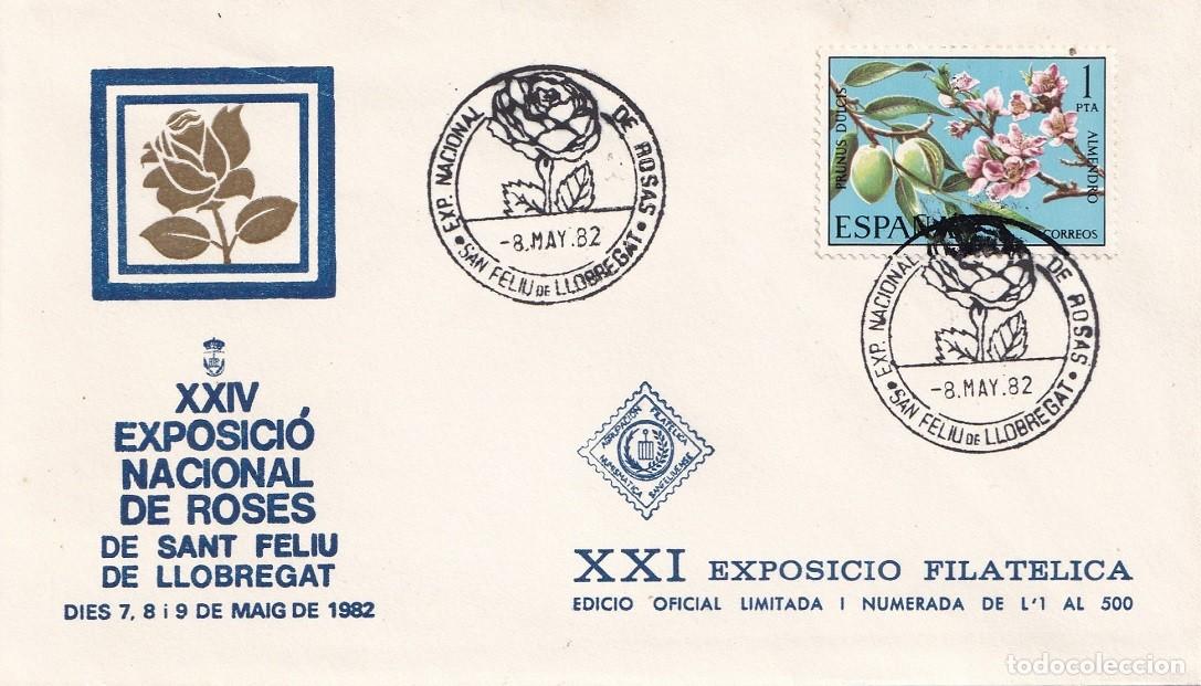 Sellos: Sobre Sant Feliu de Llobregat 1982 - XXIV Exposici&oacute; Nacional de Roses - XXI Exposici&oacute; filat&egrave;lica