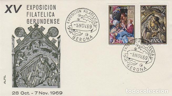 Timbres: EDIFIL 1944/45, NAVIDAD 1969 (CATEDRAL DE GERONA), MATASELLO DE GERONA, SOBRE DE ALFIL